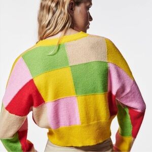Zara colorblock knit cropped sweater sz M